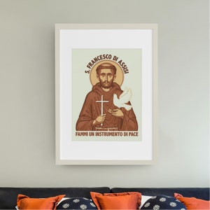 Saint Francis Catholic Peace Prayer Wall Art | St Francis Italian Gift | Premium Matte Posters