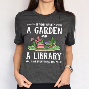 Garden & Library Bookworm Book Shirt | Book Lover Gift |  Unisex Jersey T-shirt