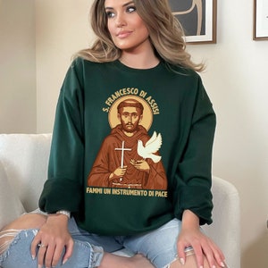 Saint Francis Catholic Peace Prayer Shirt | St Francis Italian Gift | Unisex Crewneck Sweatshirt