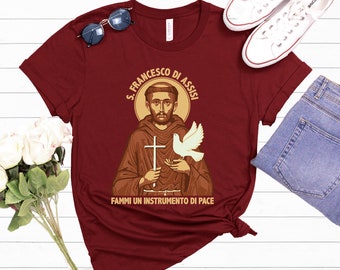 St Francis of Assisi Prayer T-shirt | Saint Francis Catholic Gift | Unisex Jersey T-shirt