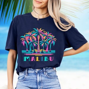 Retro California Malibu Shirt | Palm Trees Beach Bum Shirt | Beach Lover Gift | Unisex Soft style T-Shirt