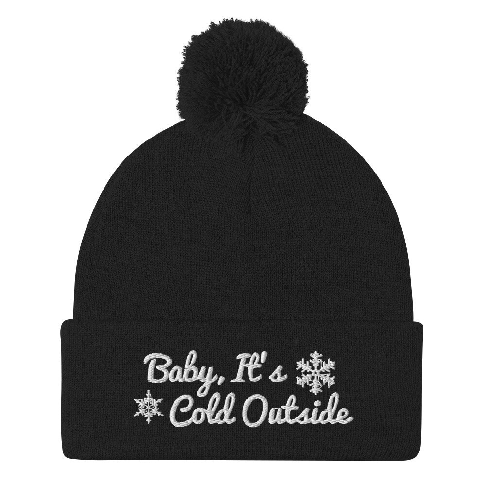 Baby It's Cold Outside Pom Pom Beanie Hat Winter Etsy