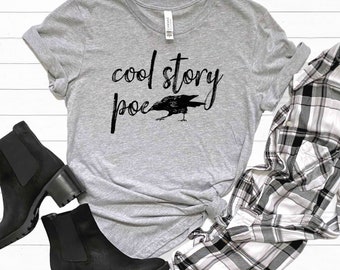 Cool Story Edgar Allan Poe Book Worm Shirt | Raven Book Lover Shirt | Unisex Jersey T-shirt