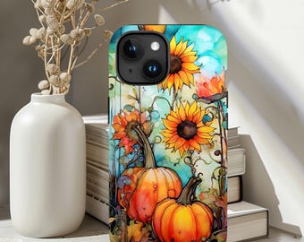 Pumpkin Fall Phone Case | iPhone 15 14 13 12 11 Phone Case | Sunflower Phone Case | Tough Impact-resistant Phone Case