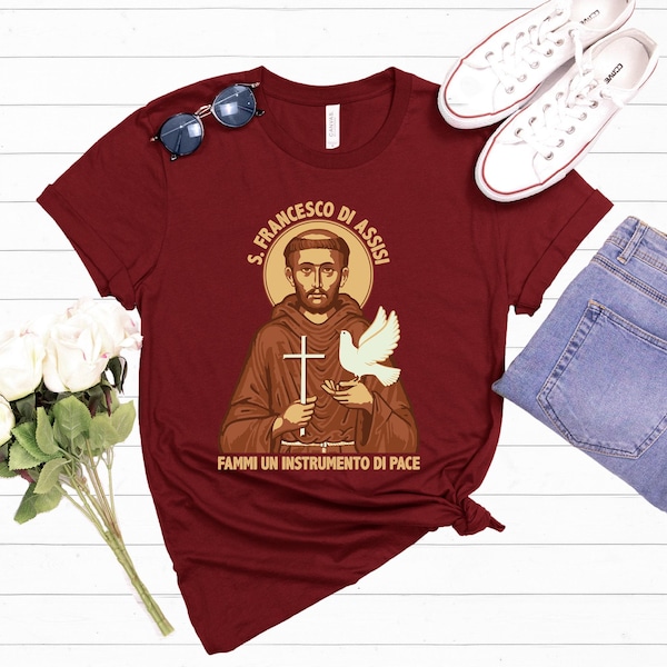 St Francis of Assisi Prayer T-shirt | Saint Francis Catholic Gift | Unisex Jersey T-shirt