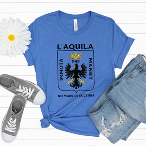 L&#39;Aquila Italy Coat of Arms Shirt | Abruzzo Italian Travel Lover Gift | Unisex Jersey T-shirt