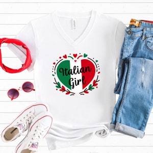 Italian Girl Cute Italy Trip shirt | Italy Lover Shirt | World Traveler Italian Gift | Unisex Jersey Short Sleeve V-Neck Tee