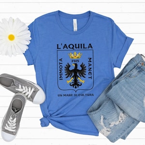L'Aquila Italy Coat of Arms Shirt | Abruzzo Italian Travel Lover Gift | Unisex Jersey T-shirt