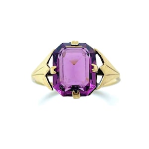 Antik Art Deco 9 karat gult guld ametistpasta Ringstorlek – N