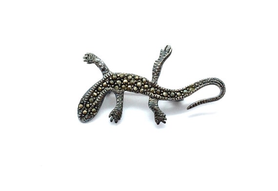 Vintage Mid-Century Sterling Silver Marcasite Eng… - image 1