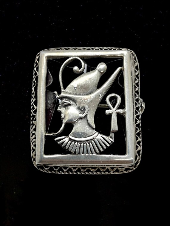 Antique Art Deco Egyptian Revival Silver Pharaoh … - image 3