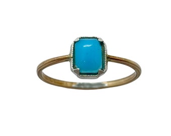 Antique Art Deco Rolled Gold Blue Faux Turquoise Blue Paste Ring Size – M/N