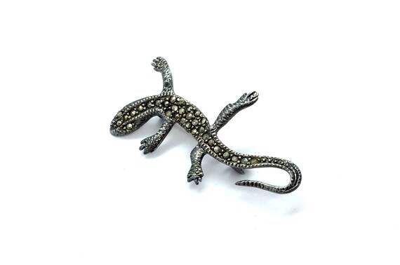 Vintage Mid-Century Sterling Silver Marcasite Eng… - image 3