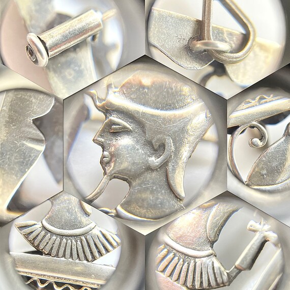 Antique Art Deco Egyptian Revival Silver Pharaoh … - image 9