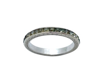 Antique Art Deco Sterling Silver Clear Paste Etched Full-Eternity Ring Size – M/N