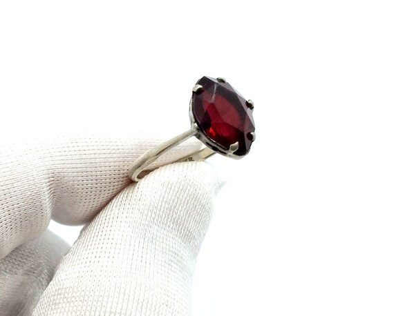 Antique 1920's Art Deco Sterling Silver Ruby Paste