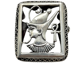 Broche Ancienne En Argent Massif Style Ethnique Égypte - Occasion, Pièce Unique Vintage