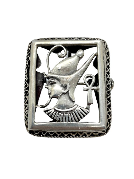 Antique Art Deco Egyptian Revival Silver Pharaoh … - image 1