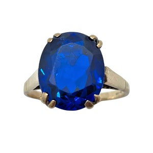 Vintage 9ct Rose Gold Synthetic Blue Spinel Stone Ring Size – N