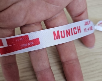 Pulsera de la gira de BTS en Múnich: pulsera de tela para festivales
