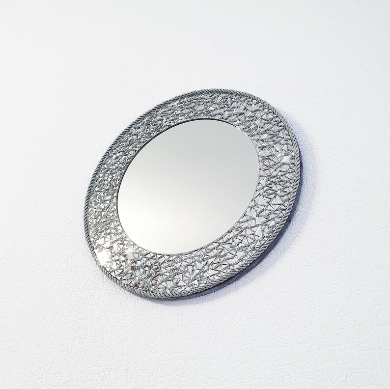 Mosaic Mirror Wall Decor Silver Mirror Wall Art Housewarming Etsy