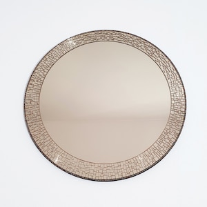 Bronze Mosaic Mirror Wall, Large Round Mirror Wall Decor, Mantel Mirror ...