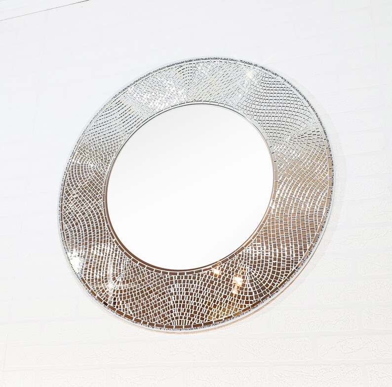 Round Mosaic Mirror Decorative Mirror Wall Hanging Made to Etsy