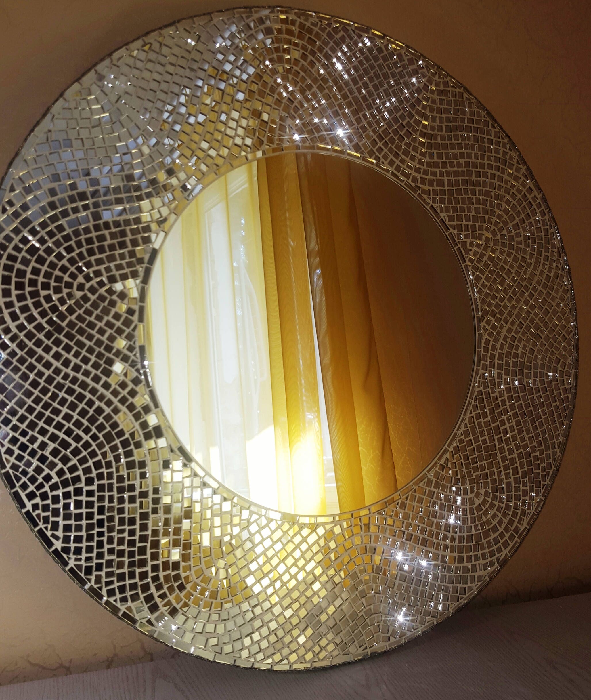 Large round mirror/ Decorative mosaic mirror/ Made to order | Etsy