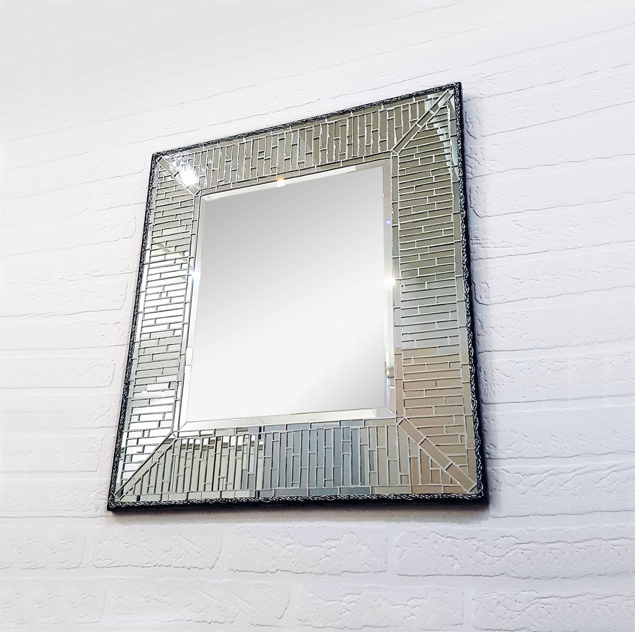 Glass art mirror 23 x 20/ Rectangle mosaic mirror/ Etsy