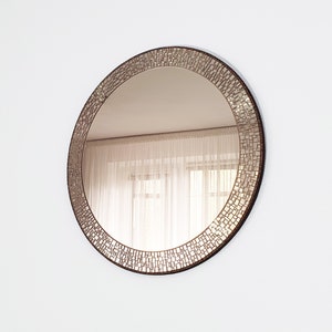Bronze Mosaic Mirror Wall Large Round Mirror Wall Decor - Etsy