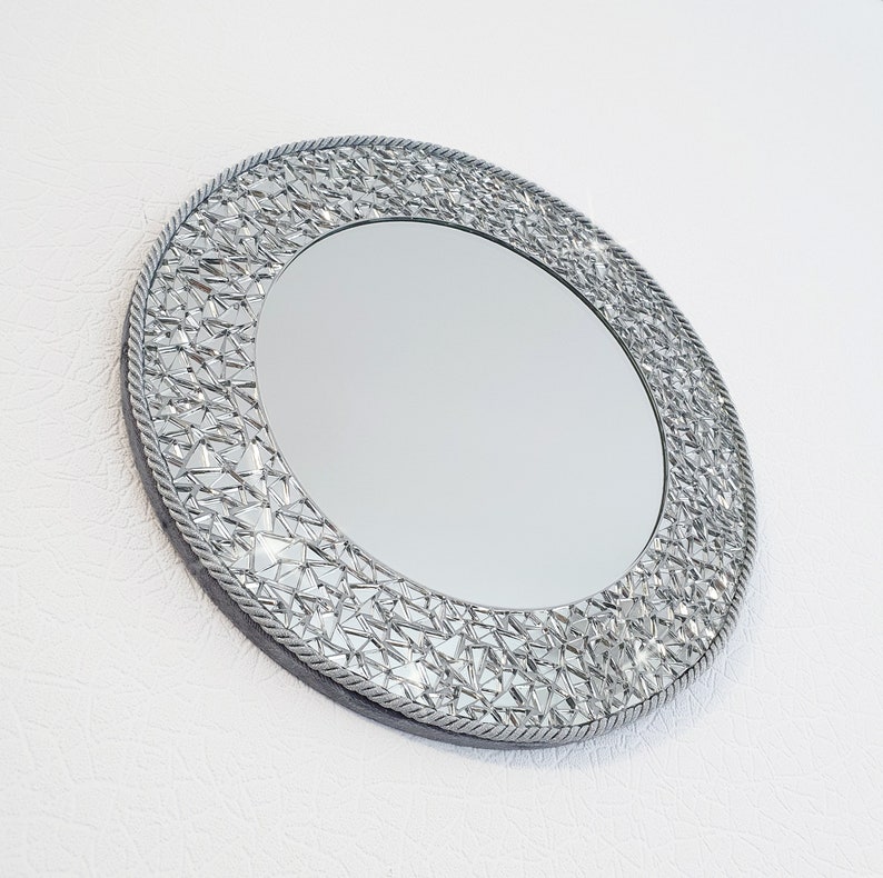 Mosaic Mirror Wall Decor Silver Mirror Wall Art Housewarming Etsy