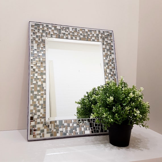 Mosaic Mirror Wall Decor 18 X 15 Decorative Silver Bronze Gray Colored Made To Order