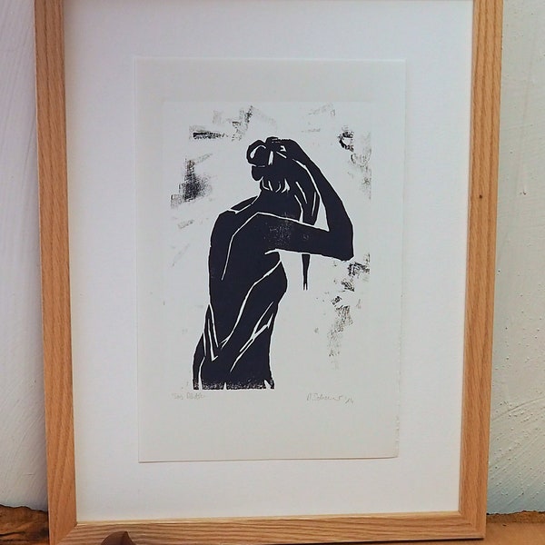 Wallart woodcut print "The girl" in black