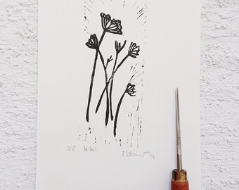 print linocut "Herbst", art print