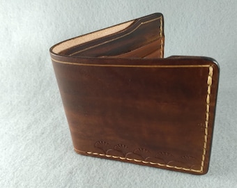 Bifold veg tanned leather wallet