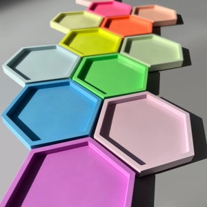 Neon und Pastell Jesmonit Hexagon Untersetzer | Umweltfreundliche | Einzigartiges Geschenk