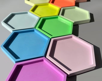 Neon and Pastel Jesmonite Hexagon Coasters | Eco-Friendly | Unique Gift