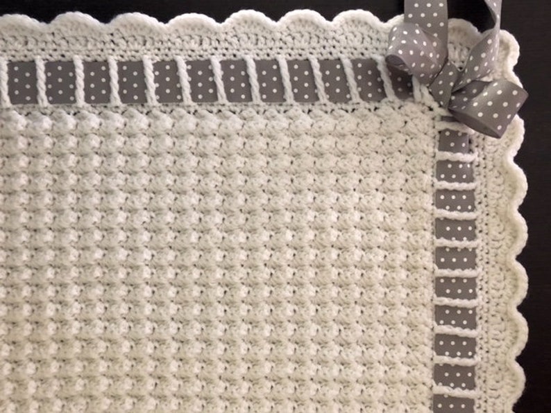 Mikeisha's Baby Blanket Super easy pattern for a textured crochet Baby Blanket with bobbles popcorn stitch image 3