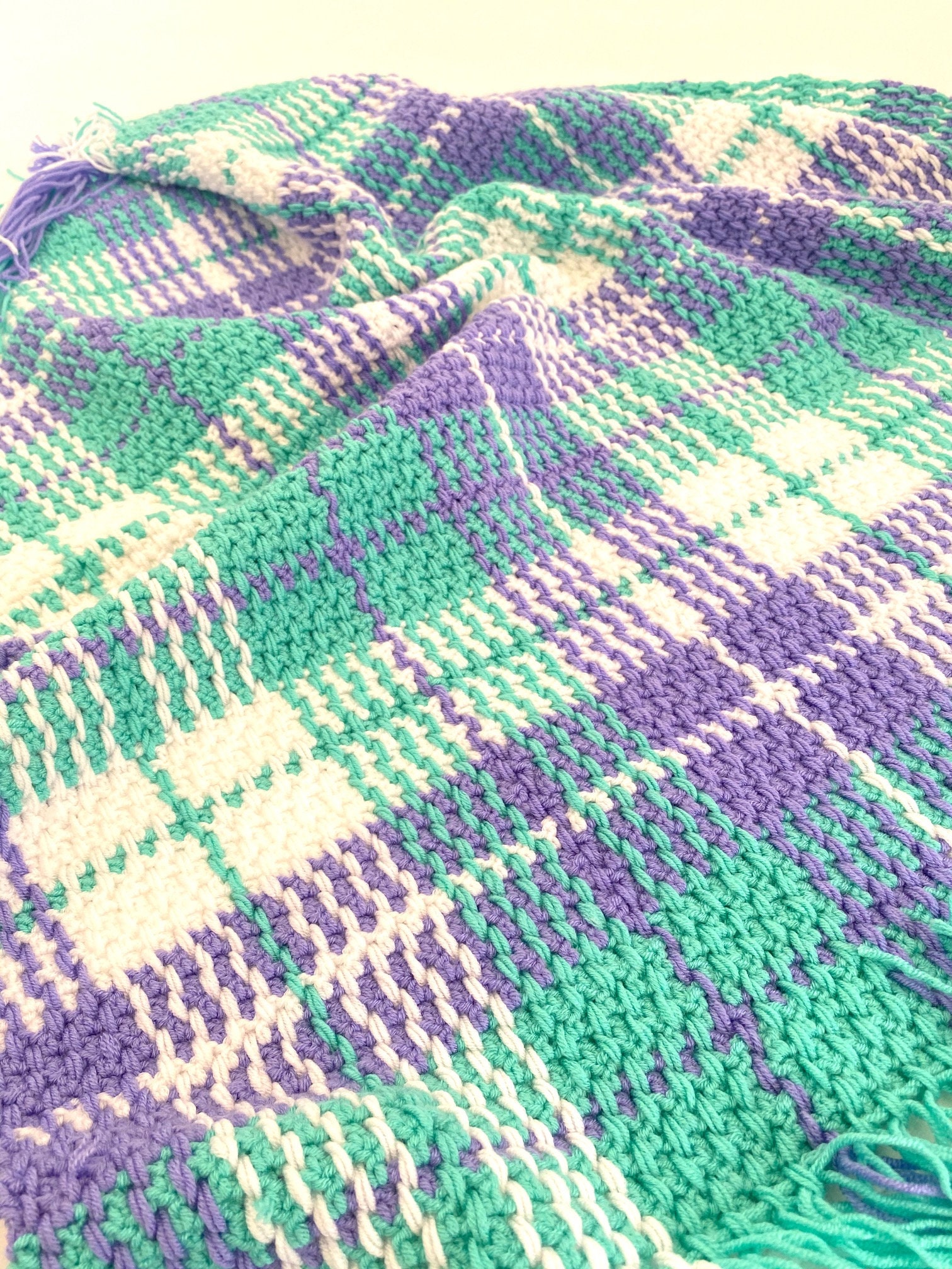 Tartan plaid Crochet Blanket Pattern Etsy