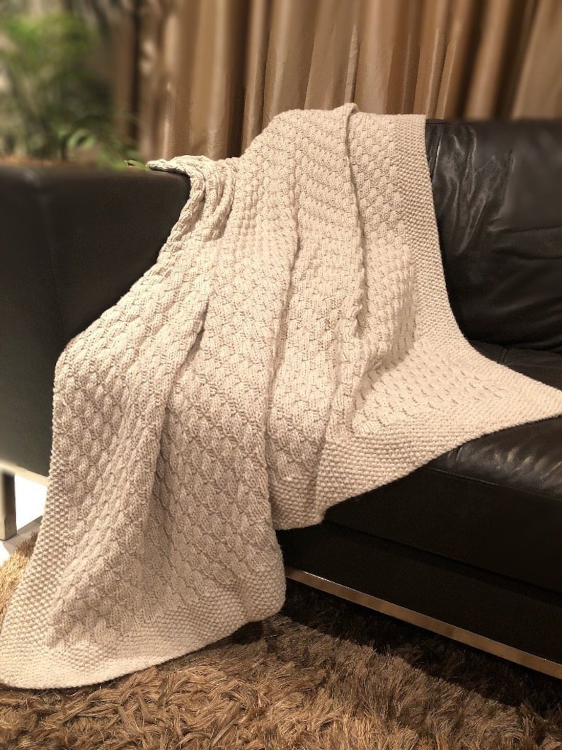 Super Easy pattern for a Faux Cable Knitted Blanket image 3
