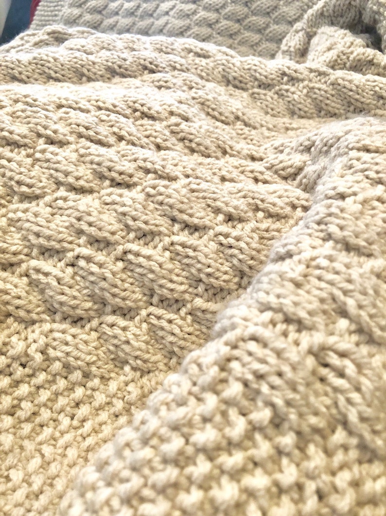 Super Easy pattern for a Faux Cable Knitted Blanket image 1