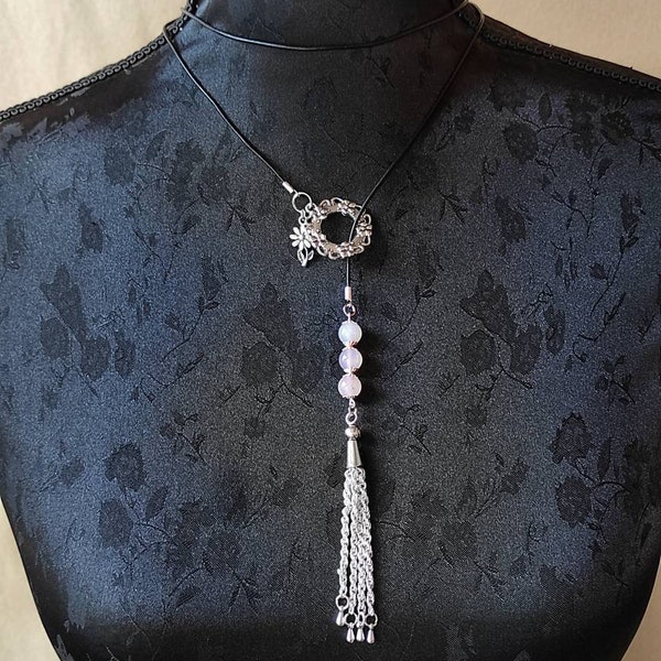 Collection  "no clasp" : Collier XL en Quartz rose