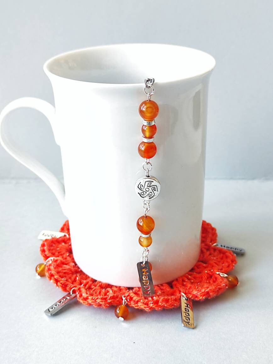 Boule à Thé et Son Dessous de Tasse Cornaline