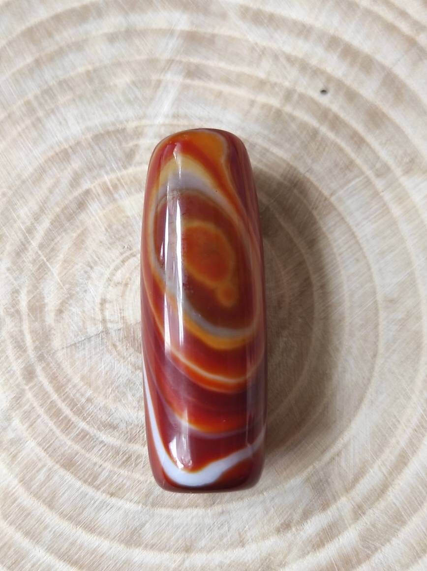 Perle Dzi Tibétain Naturel Rare