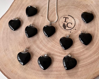 small black obsidian heart pendant