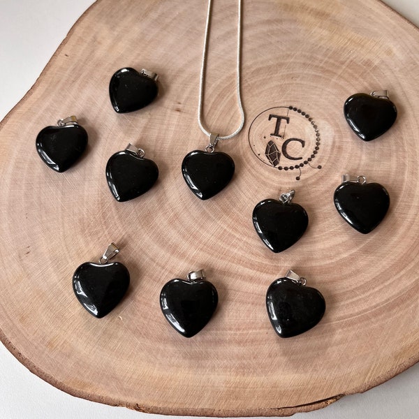 small black obsidian heart pendant