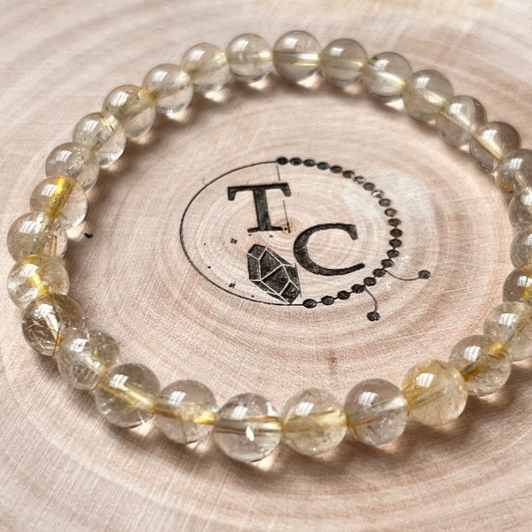 Bracelet en quartz rutile de 6mm