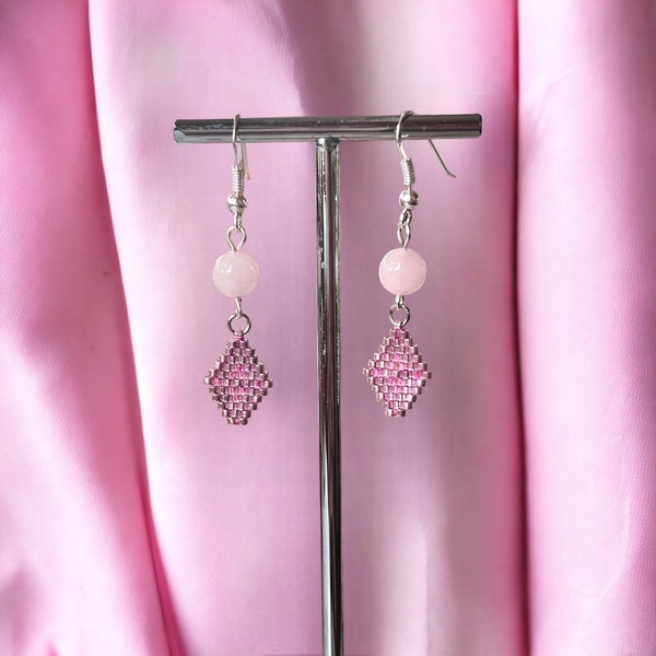 boucles d’oreilles quartz rose