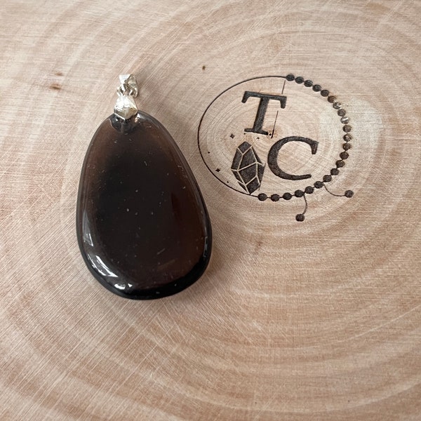 100% stone collection: smoky obsidian pendant