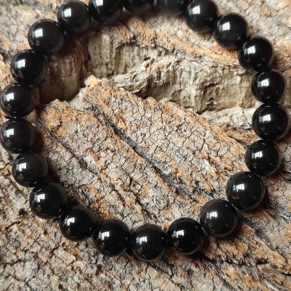 Bracelet en obsidienne céleste de 8 mm